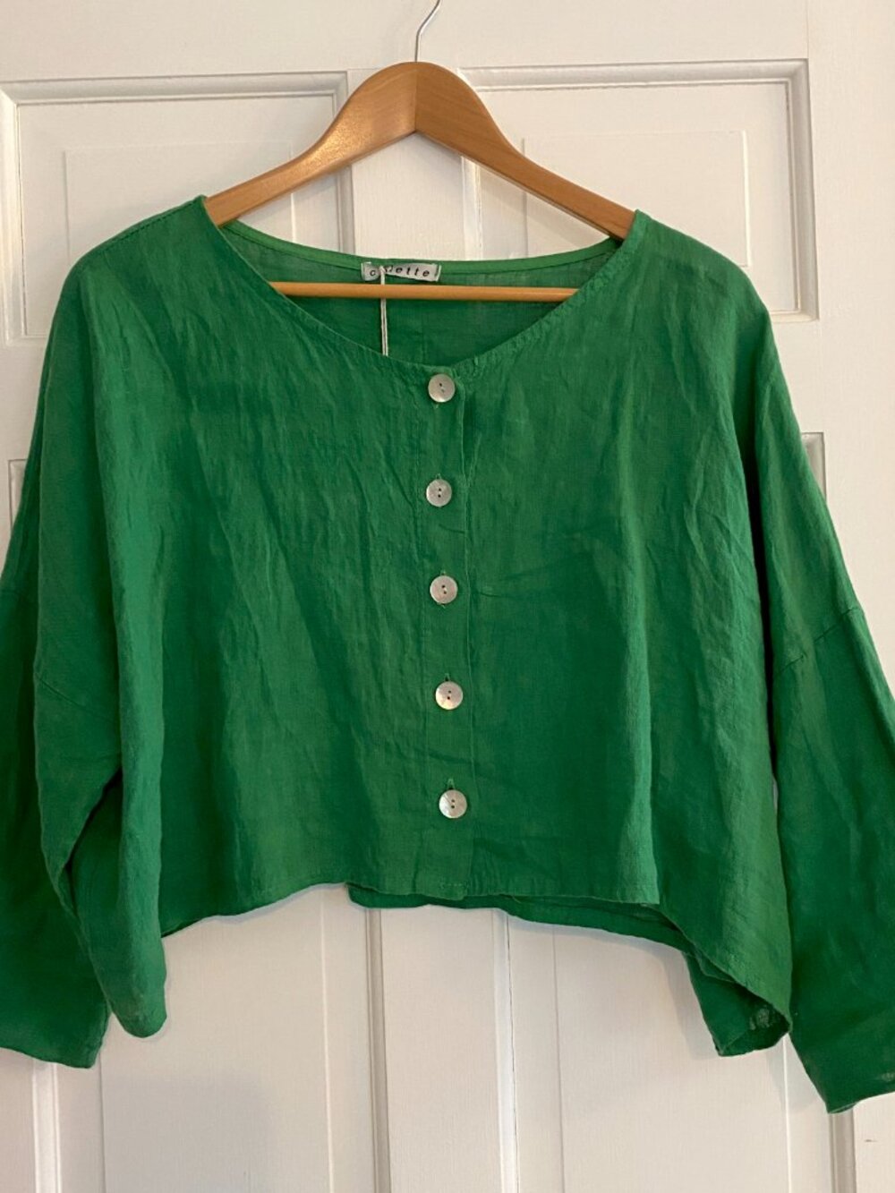 Colette cropped boxy linen top